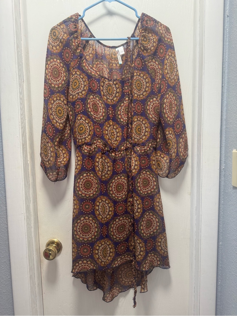 6 degrees Boho Medallion Hi-Low Dress - Purple & Gold